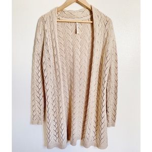 LEO & NICOLE Beige Knit Open Cardigan
